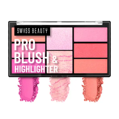 Swiss Beauty Pro Blush & Highlighter Palette color explaination